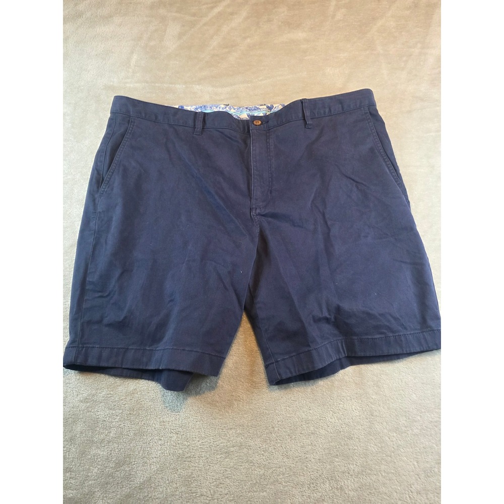 Tommy Bahama Chino Shorts Mens 42 Navy Blue Flat Front Cotton 9 Inch Inseam